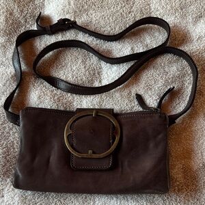 Chic Dark Brown soft Leather Crossbody Bag in like new condition also very roomy